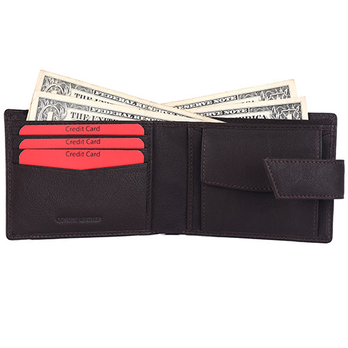 Leather Wallet - Free Size, Brown Leather Design | Non-foldable Structure, Sleek And Stylish
