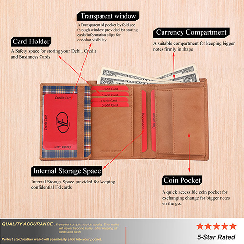 Mens Brown Leather Wallet Size: Free Sizes