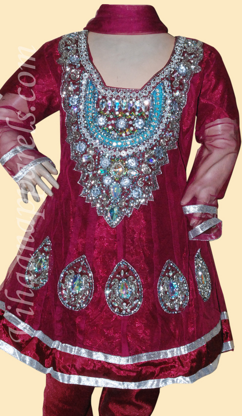 बच्चों के लिए लाल रंग की सलवार कमीज़