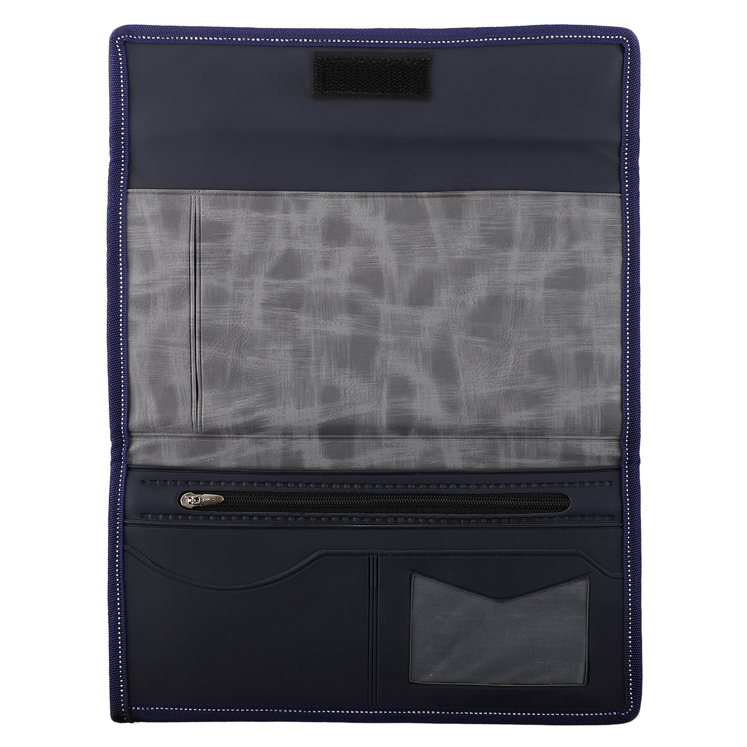 Cheque Book Holder - Leatherette Material, Folded Design, Dark Blue Color