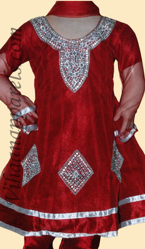 नेट, शंतून जैक्वार्ड बच्चों का सलवार कुर्ता