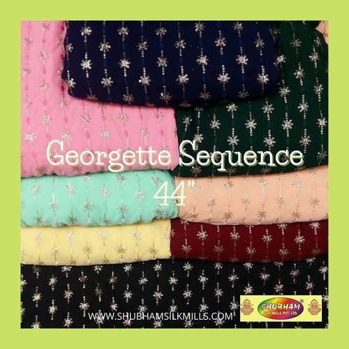 Georgette Embroidered Fabric - 44 Inch Width, 100 cm Length | Washable, Multipurpose Use, Available in Light & Dark Colors, Elegant Embroidery Design