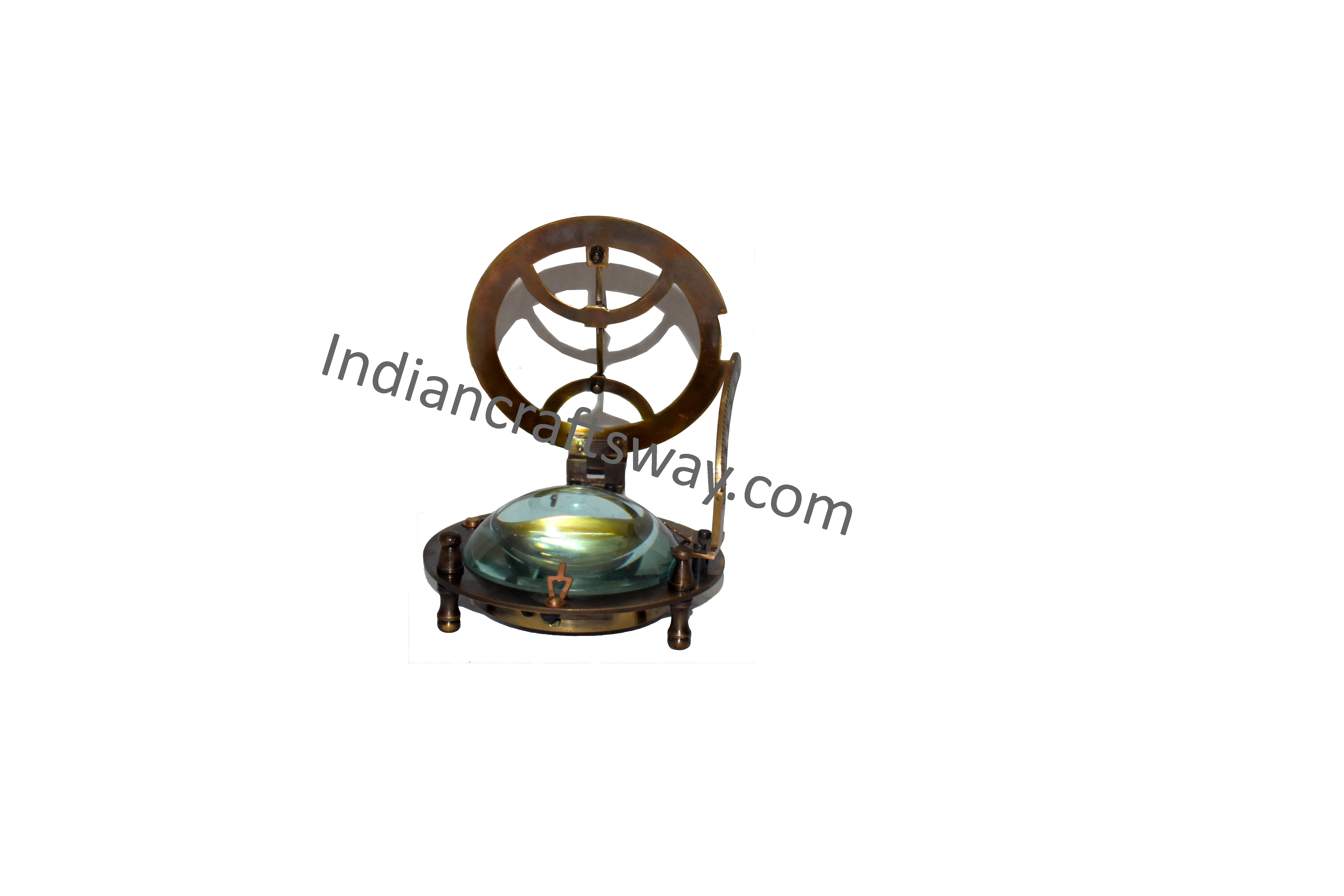 Antique Brass Sundial Compass - Color: Multi