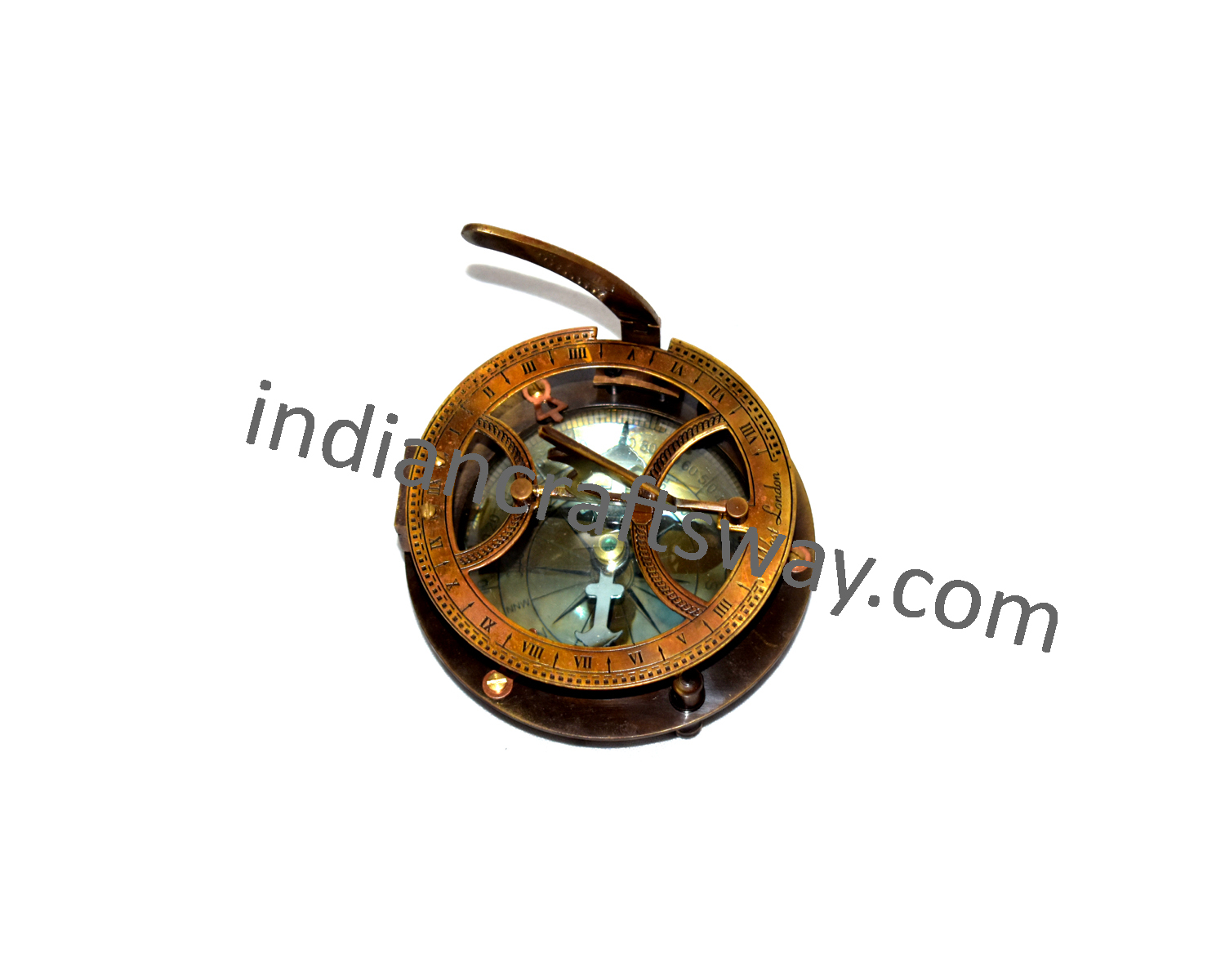 Antique Brass Sundial Compass - Color: Multi