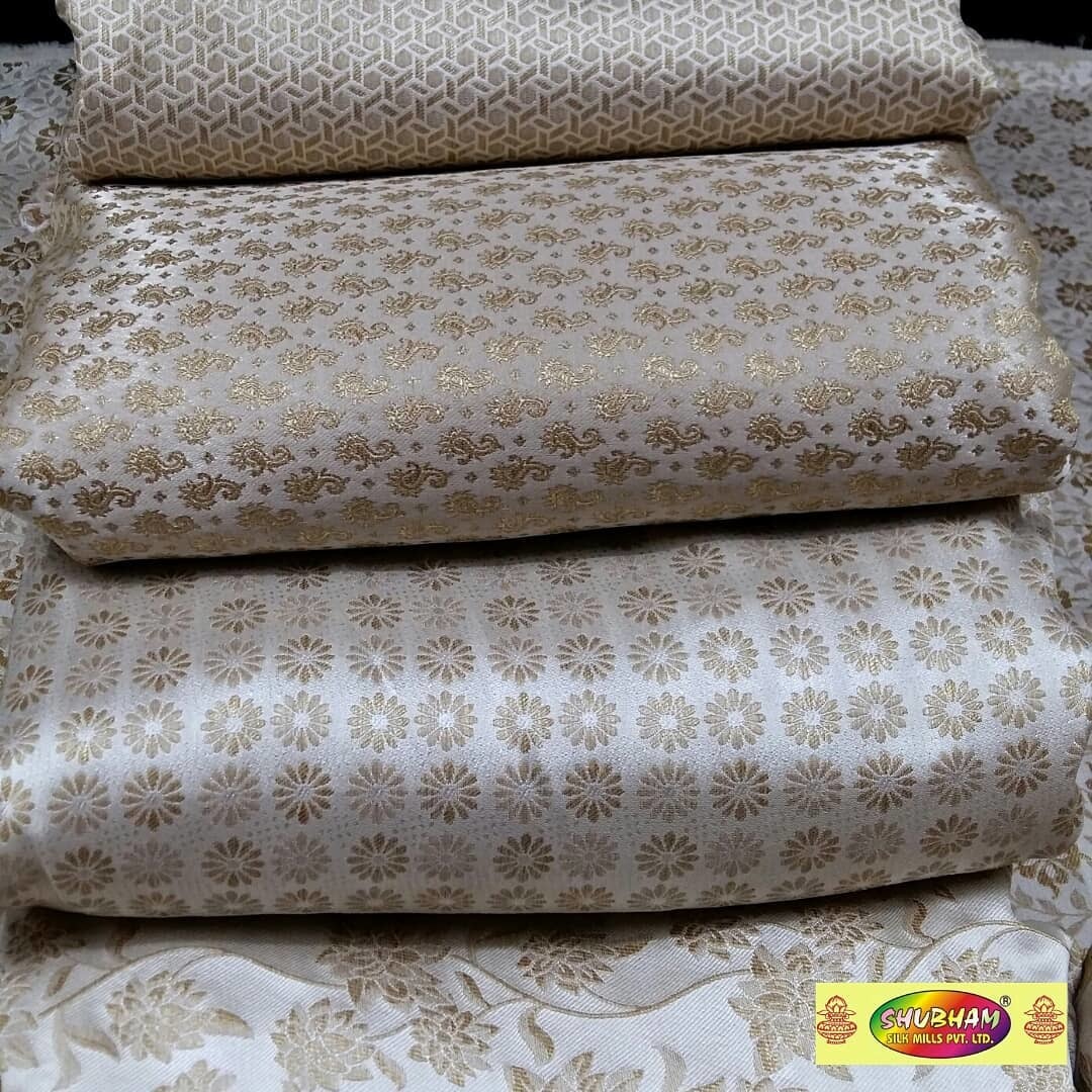 Embroidered Sherwani Brocade Fabric - 100 Cm Length, 58 Inch Width, Chiku Color | Washable, Jacquard Style, Wedding Purpose Use