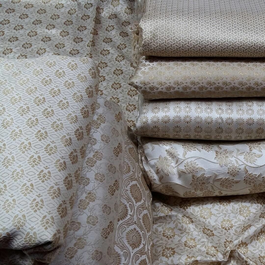 Embroidered Sherwani Brocade Fabric - 100 Cm Length, 58 Inch Width, Chiku Color | Washable, Jacquard Style, Wedding Purpose Use