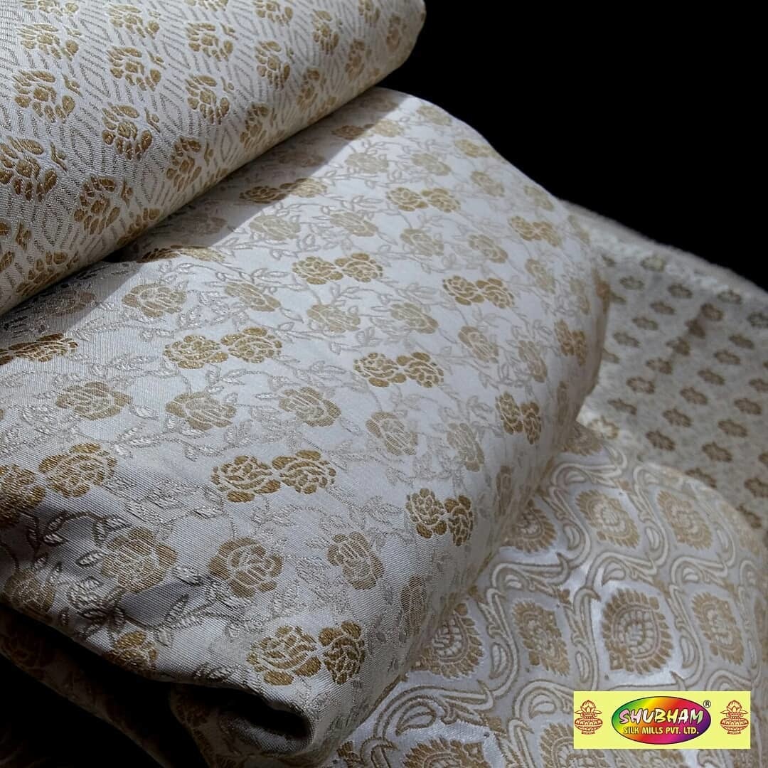 Embroidered Sherwani Brocade Fabric - 100 Cm Length, 58 Inch Width, Chiku Color | Washable, Jacquard Style, Wedding Purpose Use