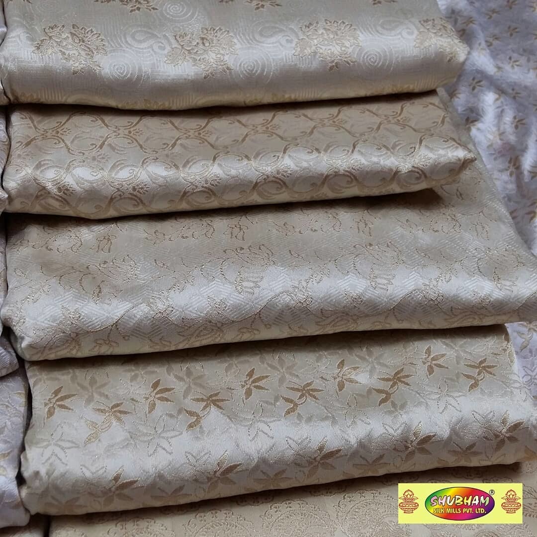 Sherwani Brocade Fabric - 58 Inch Width, 100 Cm Length | Washable Jacquard Material, Available In White & Chiku For Wedding Wear