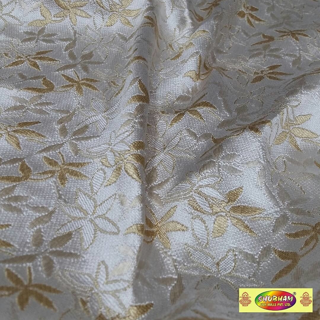 Sherwani Brocade Fabric - 58 Inch Width, 100 Cm Length | Washable Jacquard Material, Available In White & Chiku For Wedding Wear
