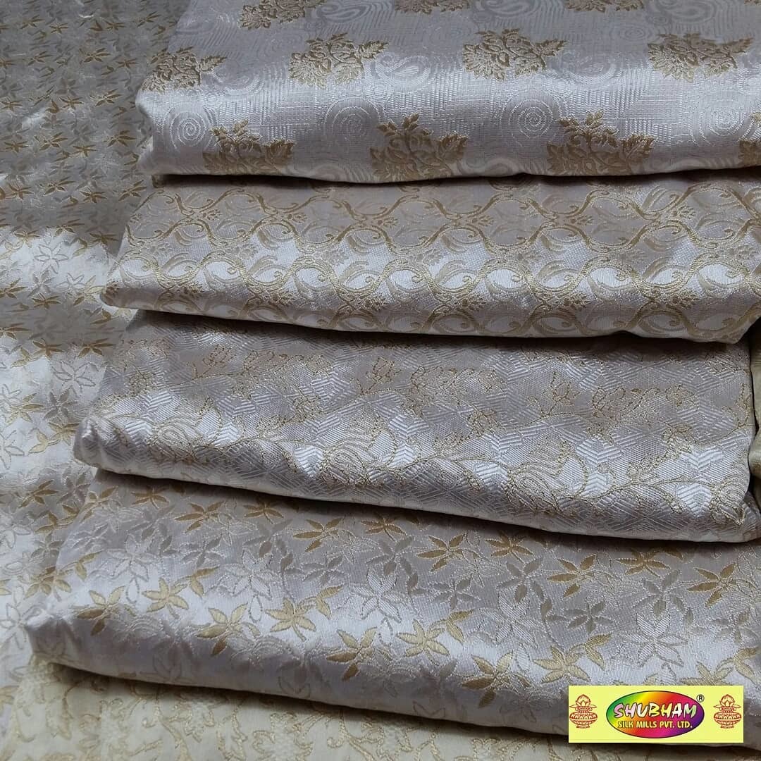 Sherwani Brocade Fabric - 58 Inch Width, 100 Cm Length | Washable Jacquard Material, Available In White & Chiku For Wedding Wear