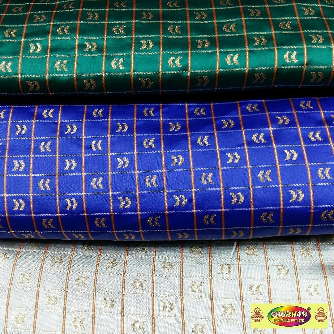 Dupion Checks Butti Fabric - 100 Cm Length, 44 Inch Width | Washable Brocade Jacquard, Multipurpose Designs And Colors
