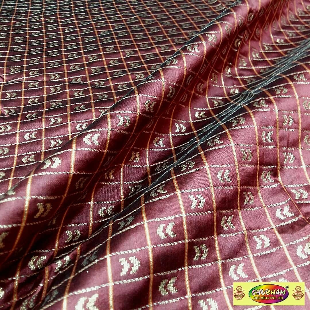 Dupion Checks Butti Fabric - 100 Cm Length, 44 Inch Width | Washable Brocade Jacquard, Multipurpose Designs And Colors