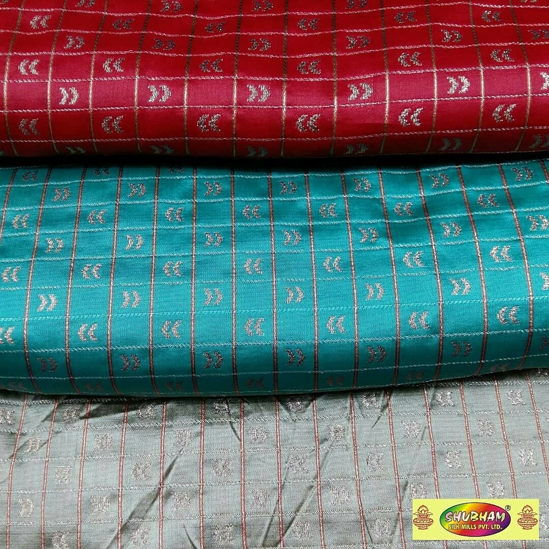 Dupion Checks Butti Fabric - 100 Cm Length, 44 Inch Width | Washable Brocade Jacquard, Multipurpose Designs And Colors