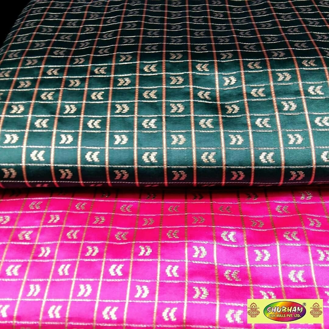 Dupion Checks Butti Fabric - 100 Cm Length, 44 Inch Width | Washable Brocade Jacquard, Multipurpose Designs And Colors