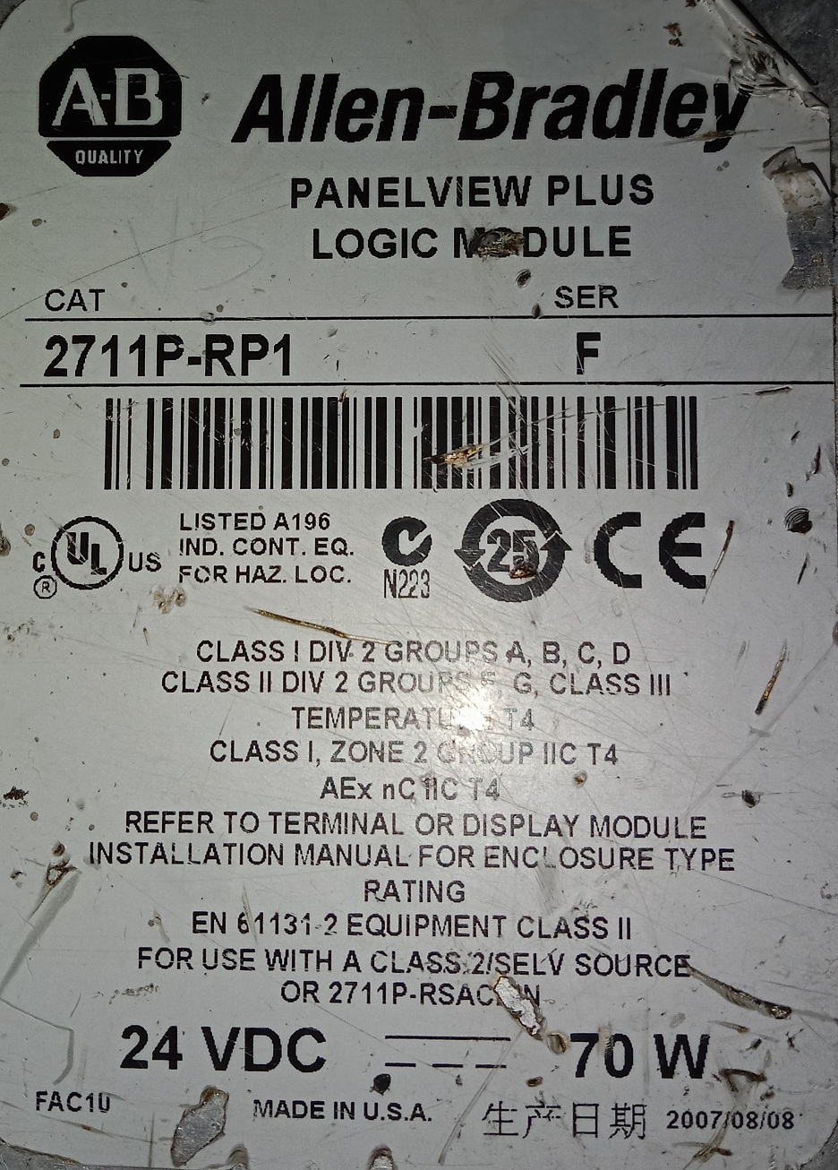 Allen Bradely Panel View Plus 2711p-rp1f