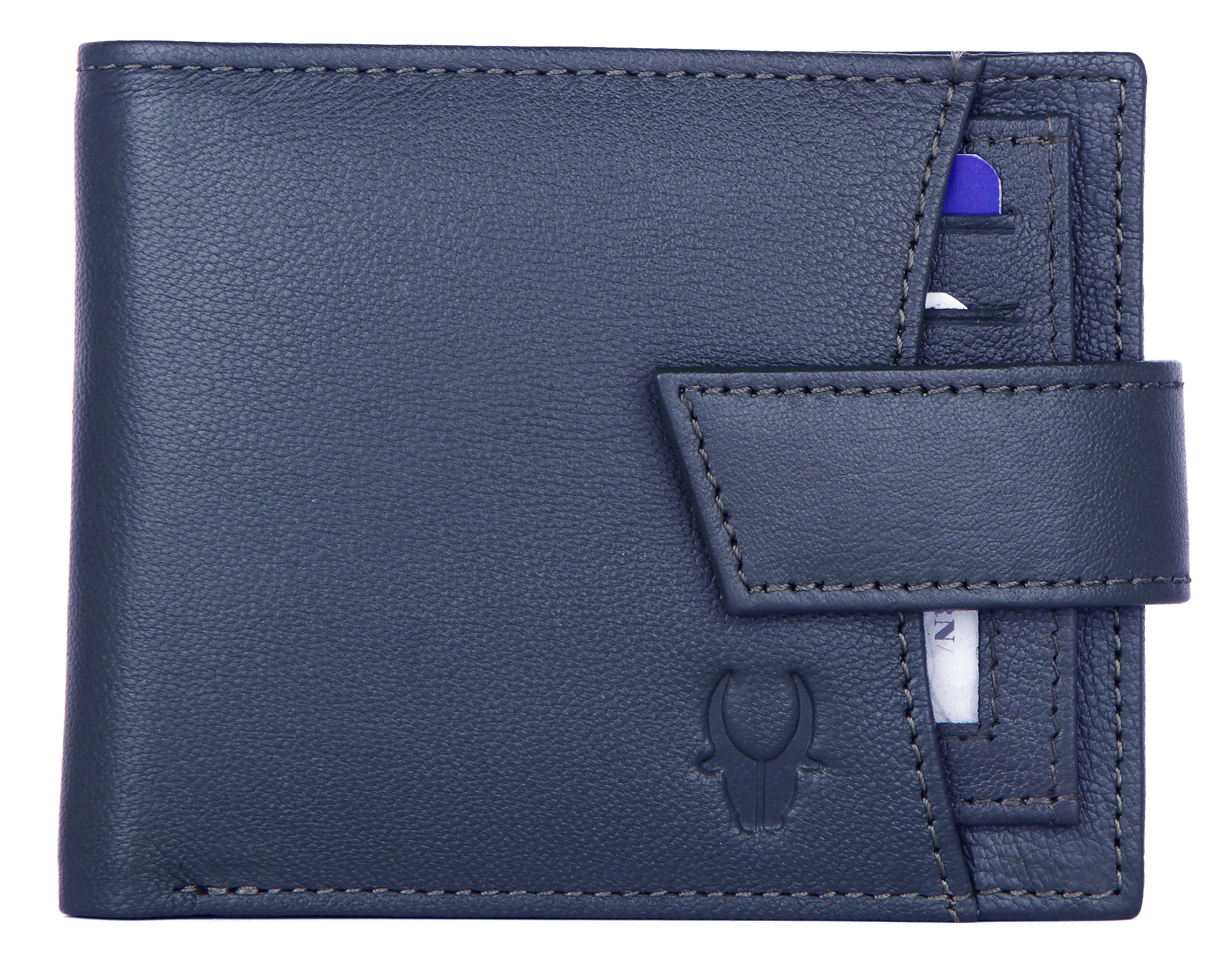 Blue Rfid Protected Genuine High Quality Leather Wallet For Men