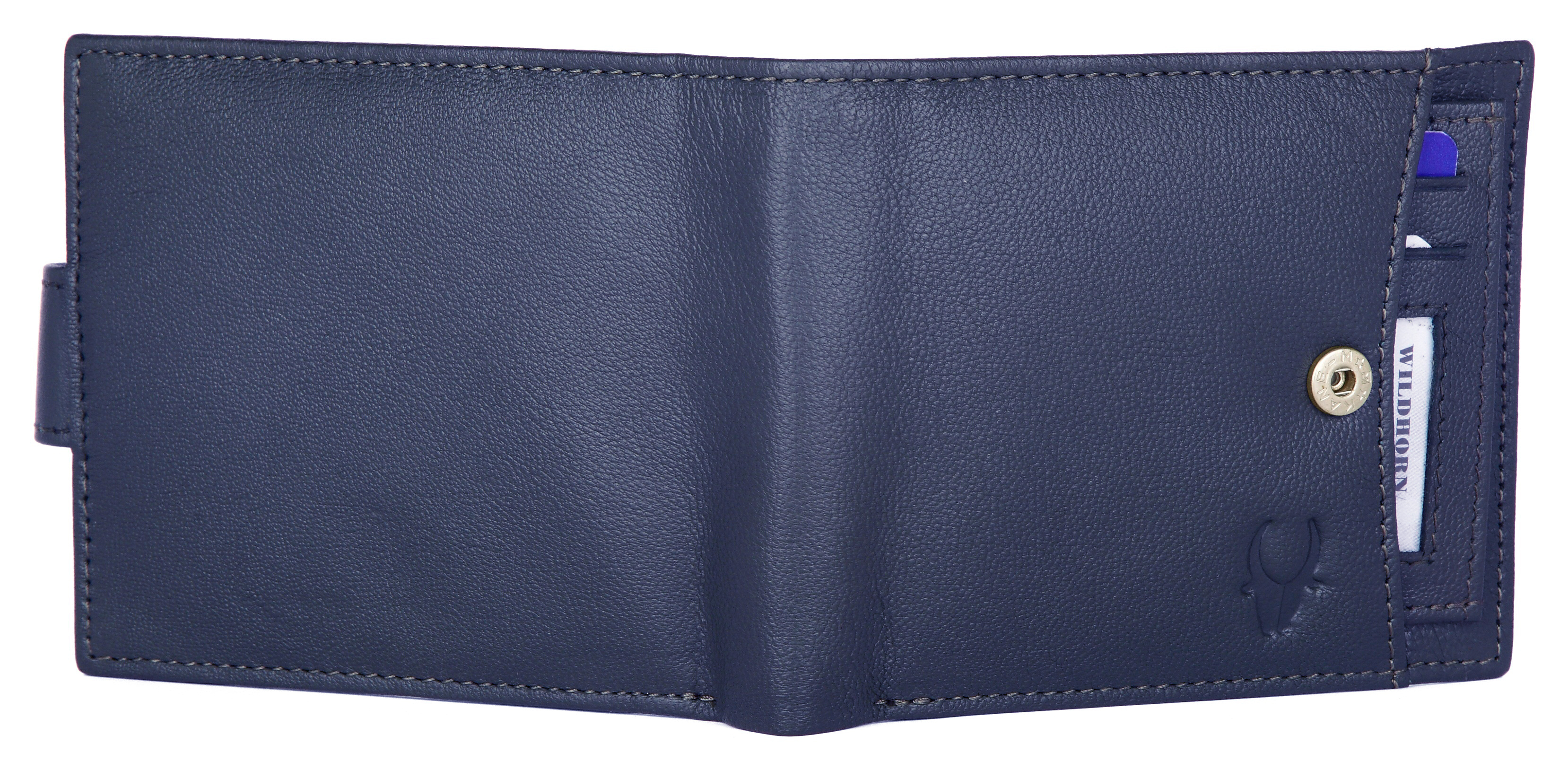 Blue Rfid Protected Genuine High Quality Leather Wallet For Men