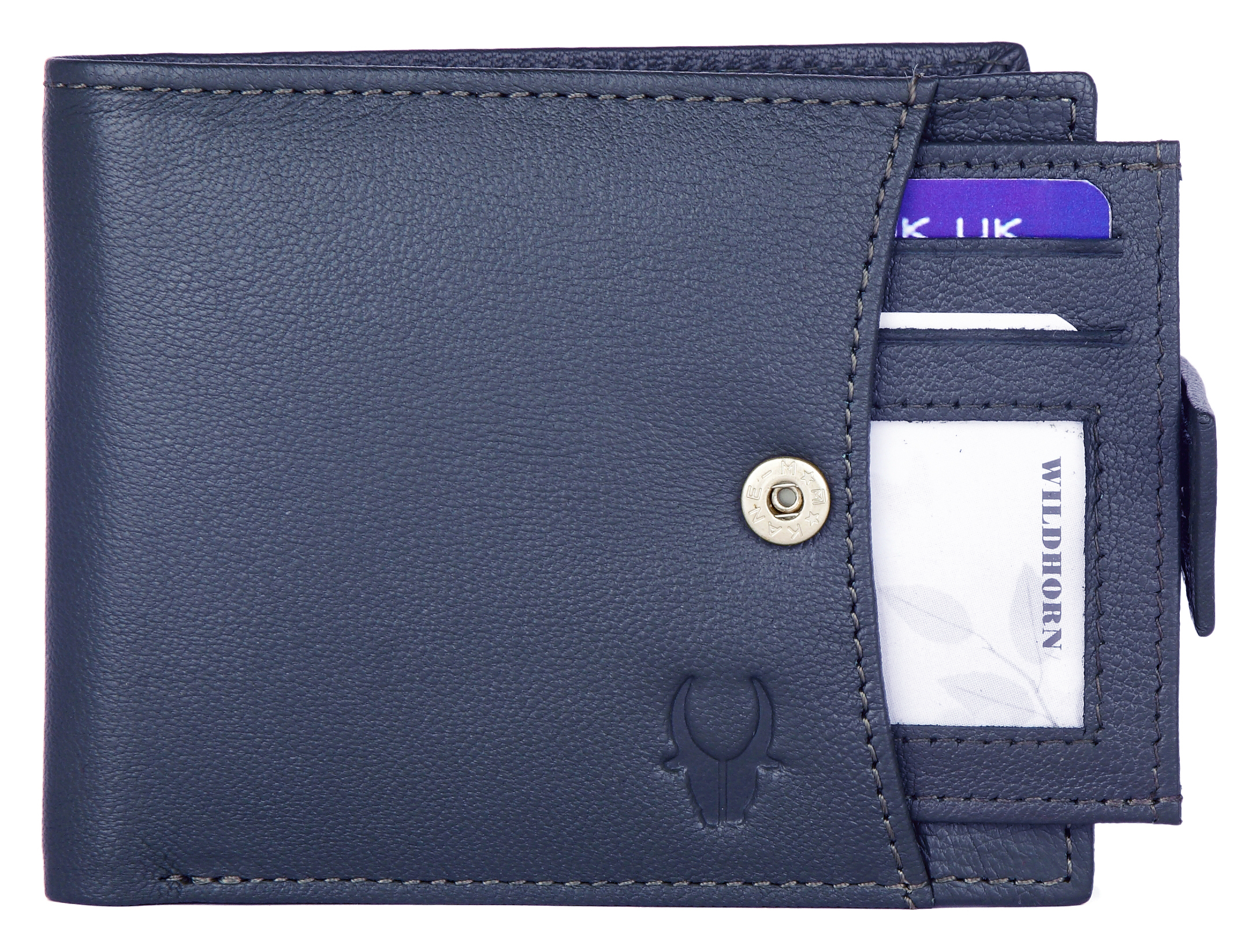 Blue Rfid Protected Genuine High Quality Leather Wallet For Men