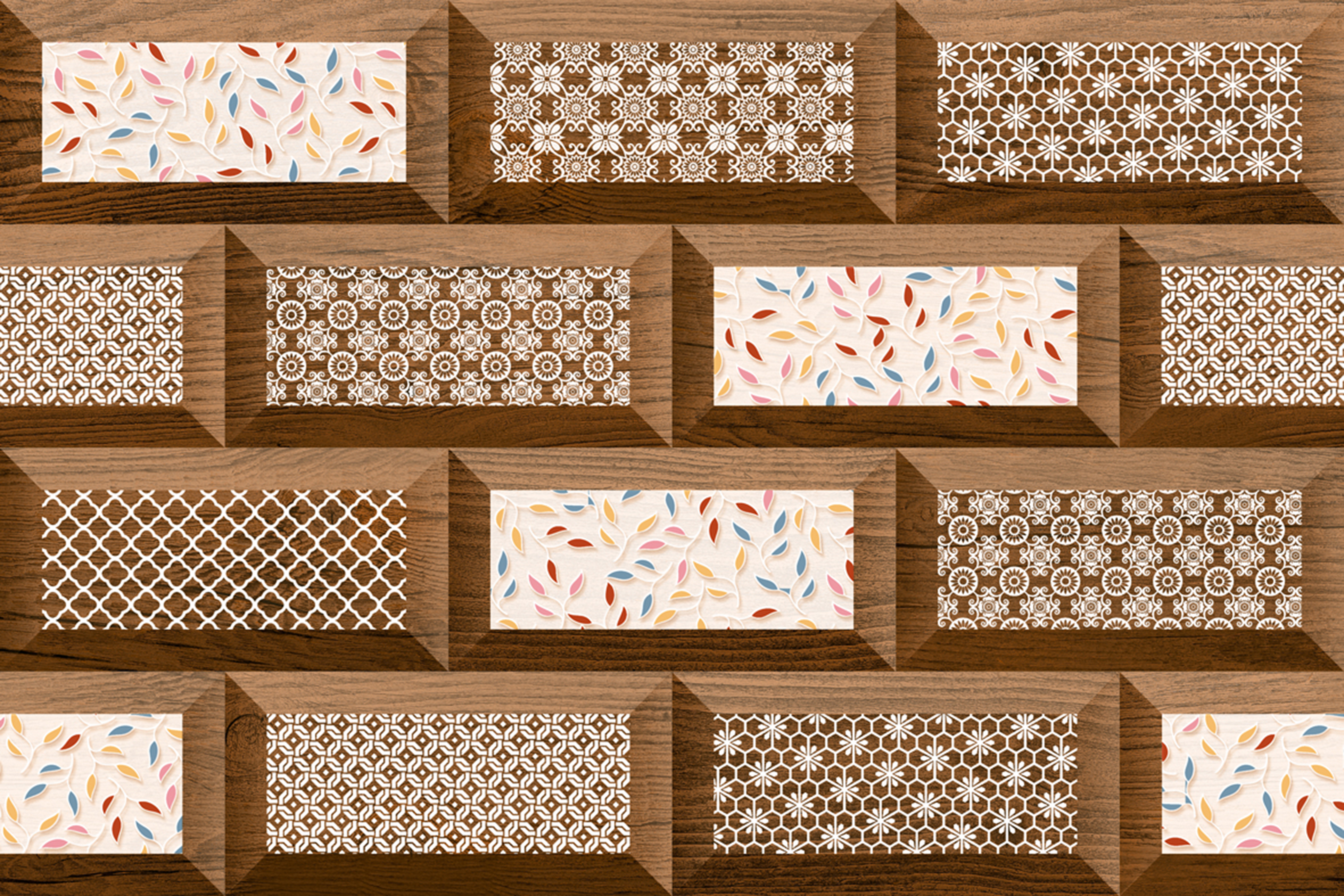 Digital Printed Glazed Ceramic Wall Tiles - 300x450mm, Glossy Finish, Acid-resistant, Antibacterial, Non-slip, Wear-resistant, Elegant Multi-color Design