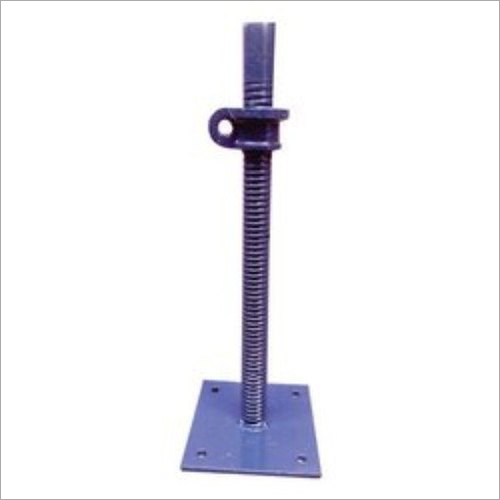 Adjustable Base Jacks - MS Material, 330-450mm Size, Blue Color, Flat Shape with 150x150mm Plate Size, Roll Thread Type, CUP Nut | Adjustable Height, Durable, Heavy Duty, Reliable Support