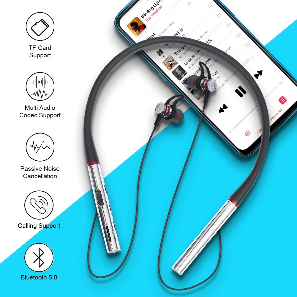Intense 20 Hrs Of Play Time Wireless Neckband V5.0+ Technology Bluetooth Headset Bluetooth Version: 5.0