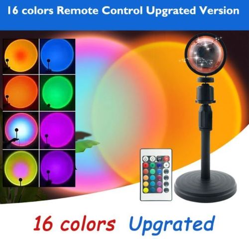 प्लास्टिक आरजीबी 16 कलर्स रिमोट कंट्रोल स्लीपिंग नाइट लाइट प्रोजेक्टर सनसेट लैंप रिमोट के साथ