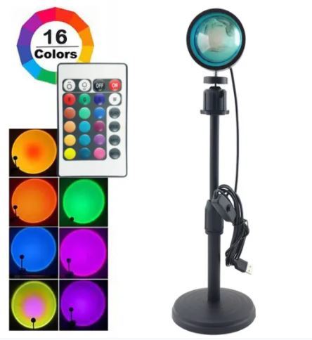 Plastic Rgb 16 Colors Remote Control Sleeping Night Light Projector Sunset Lamp With Remote