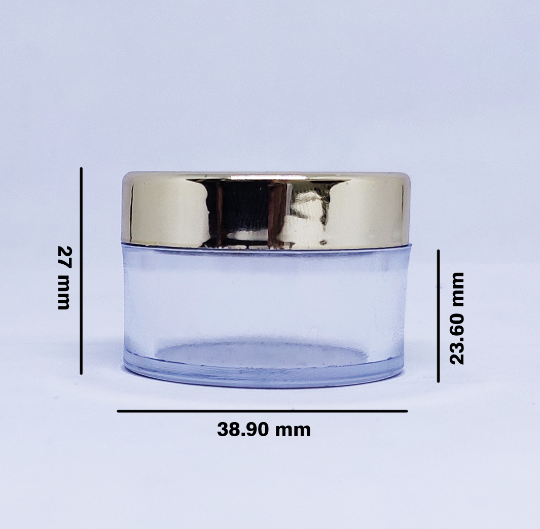 Acrylic Jar With Goldmetalizing Cap - 15gm San Material, Round Shape, Transparent/amber/black Color | Compact Design For Lip Balms, Body Butters, And Skin Care Products