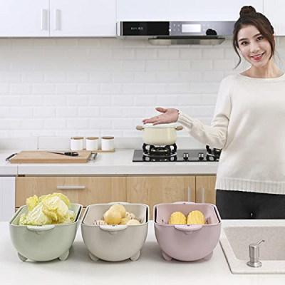 Double Layer Multi Function Sink Strainer Fruit Vegitable Washing Bowl