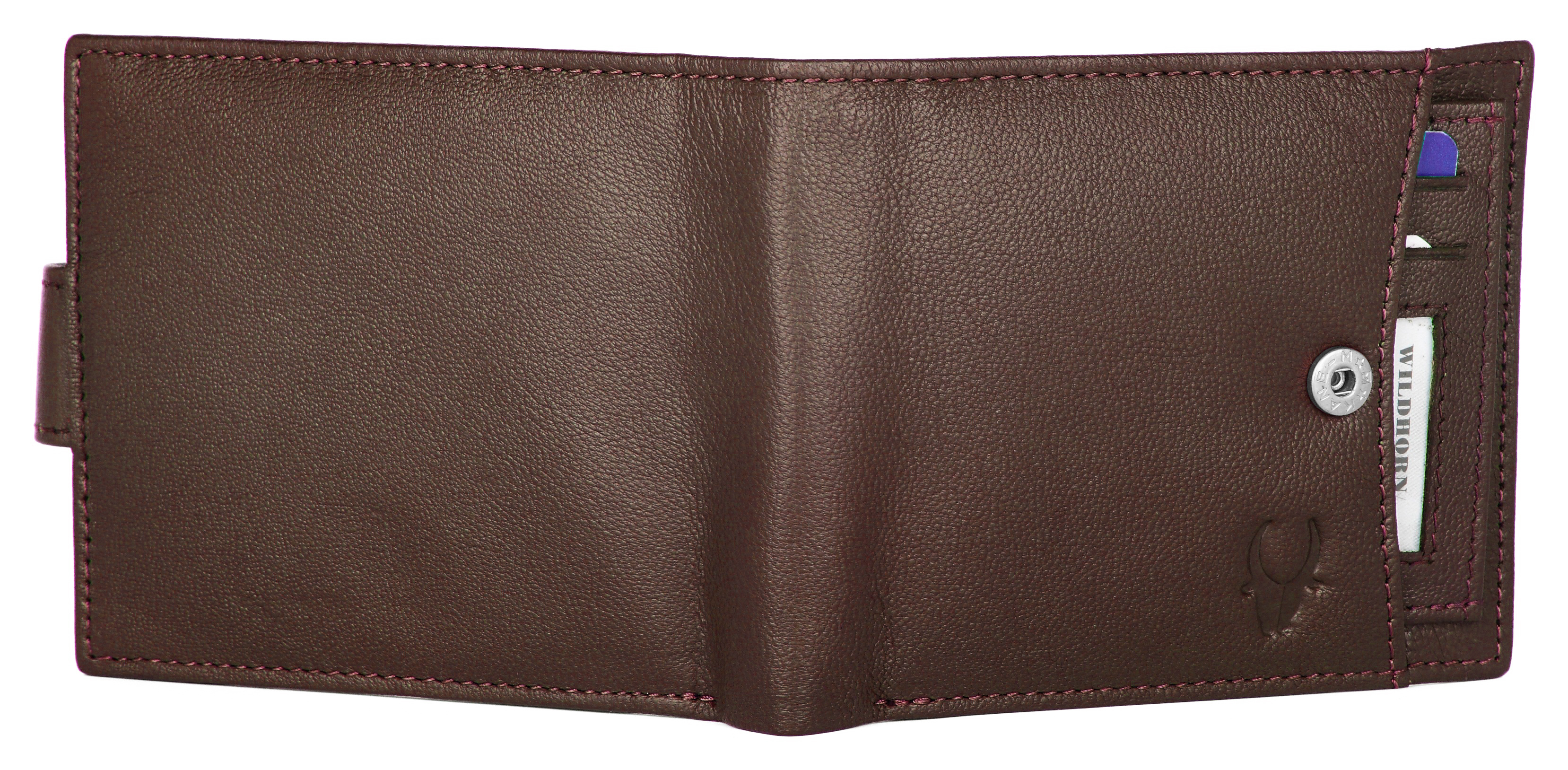 Genuine Top Grain Leather Bi-fold Wallet - Free Size, Brown | Hand-stitched Design, Multiple Compartments, Luxurious And Chic