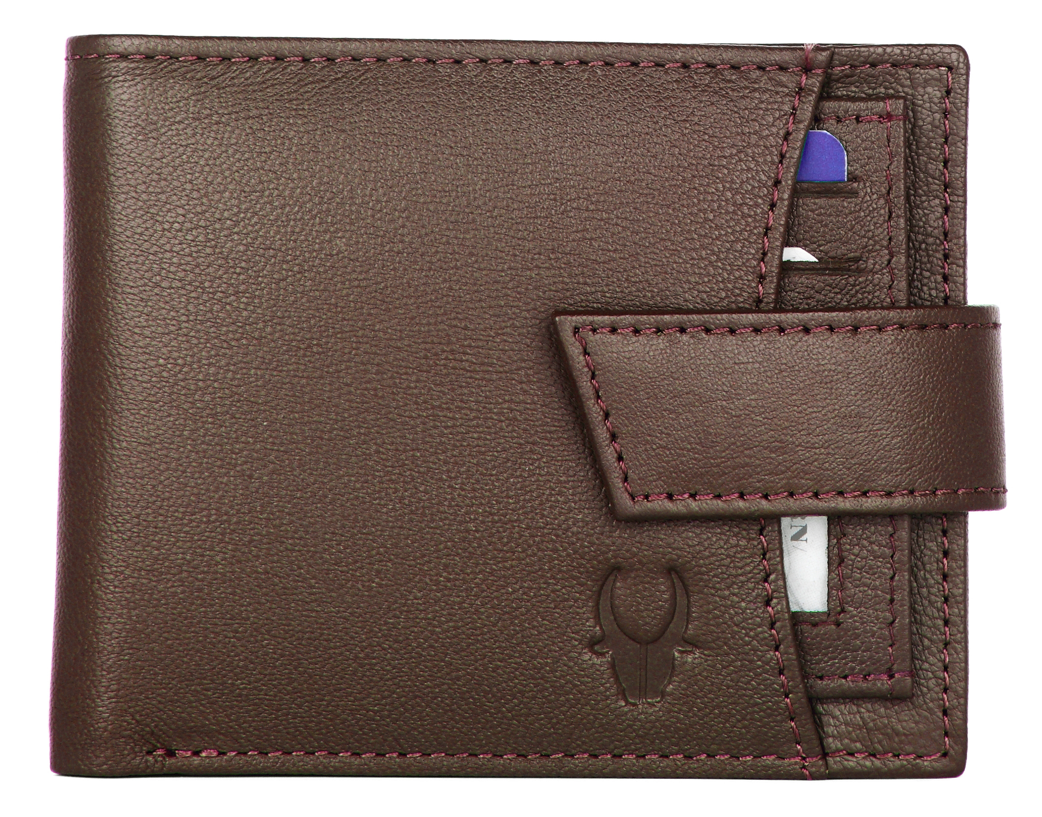 Genuine Top Grain Leather Bi-fold Wallet - Free Size, Brown | Hand-stitched Design, Multiple Compartments, Luxurious And Chic