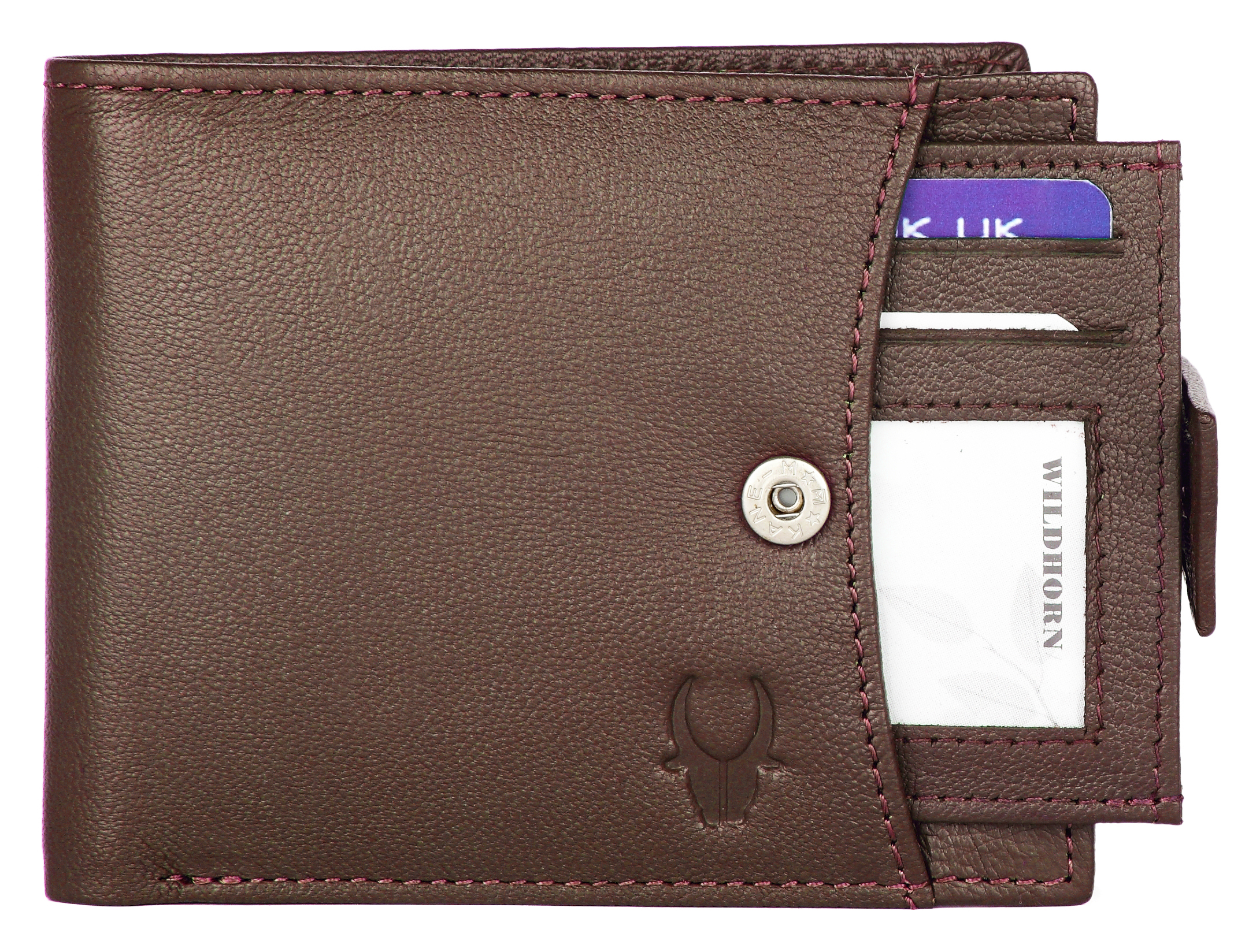 Genuine Top Grain Leather Bi-fold Wallet - Free Size, Brown | Hand-stitched Design, Multiple Compartments, Luxurious And Chic