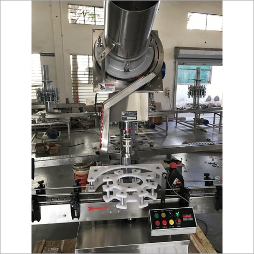 Silver Automatic Single Head Lubricant Oil Bottle Capping Machine
