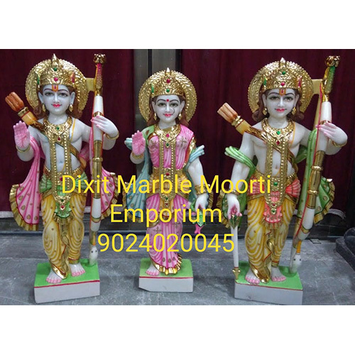 Marble Ram Darbar Statue - Handmade Indian Religious Art | Temple Theme, Washable, Unique Finishing
