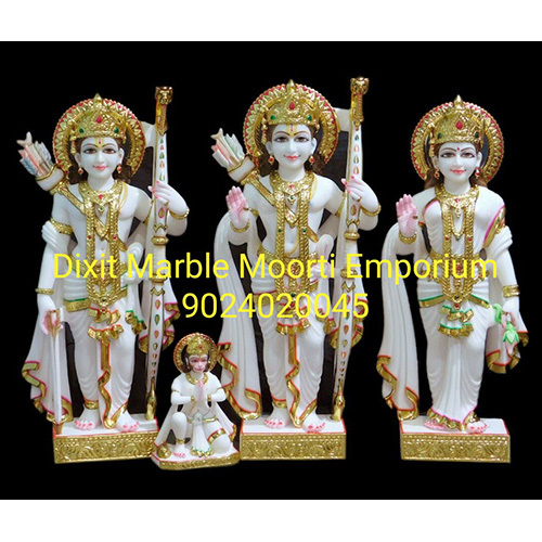 Marble Ram Darbar Statue - Handmade, Professional Style | Indian Temple Theme, Elegant Finish