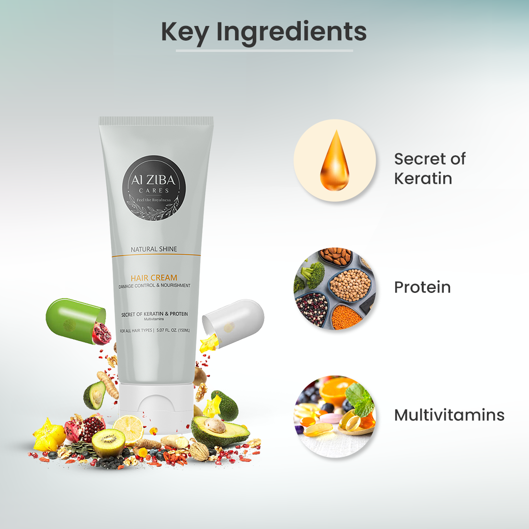 Natural Shine Hair Cream - 150ml | Keratin, Protein & Multivitamins Infused, Frizz-free & Damage Repair Solution, Enriched With Argan Oil & Milk Protein For Nourishment And Shine