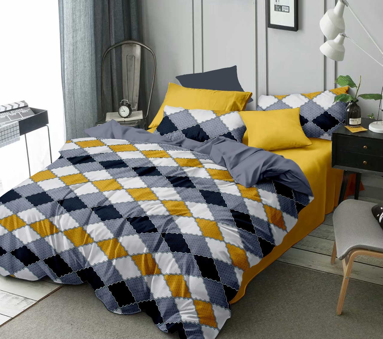 Stripe Comforter - 210 Thread Count , King Size With Premium Silicon Fiber Filling And Custom Dimensions