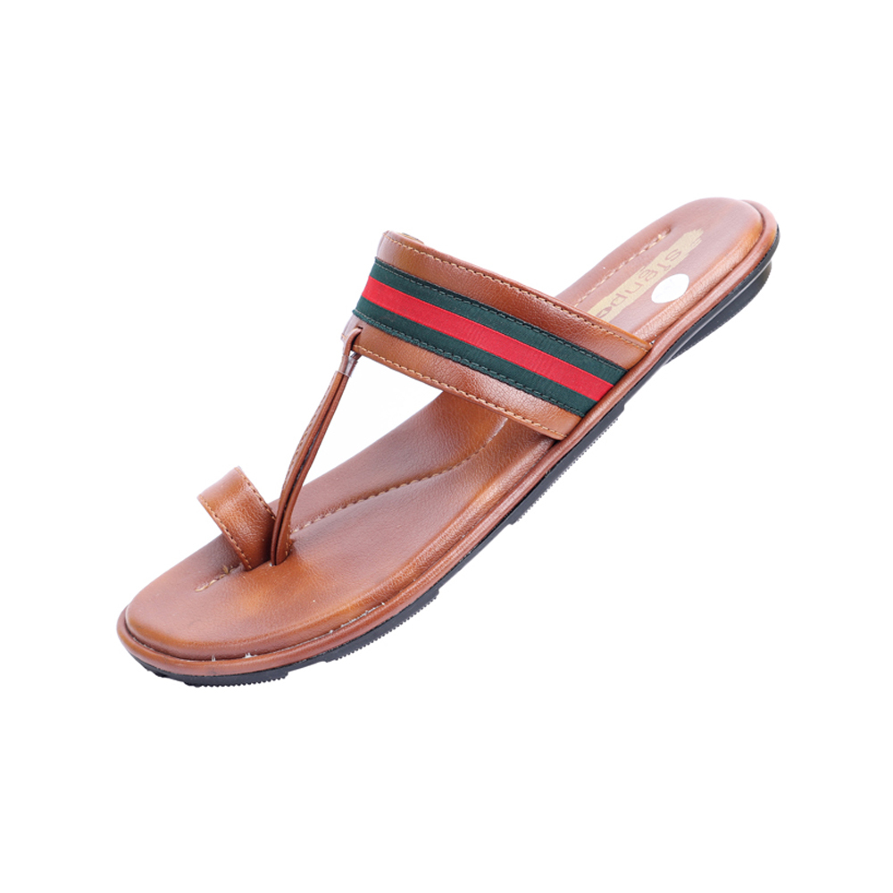 Men's Range Kolhapuri Slippers - Pvc Upper Tpr Outsole Sizes 7-10 Tan Color | Soft Flexible Anti-skid Water Resistant Impact Absorption Stylish Design