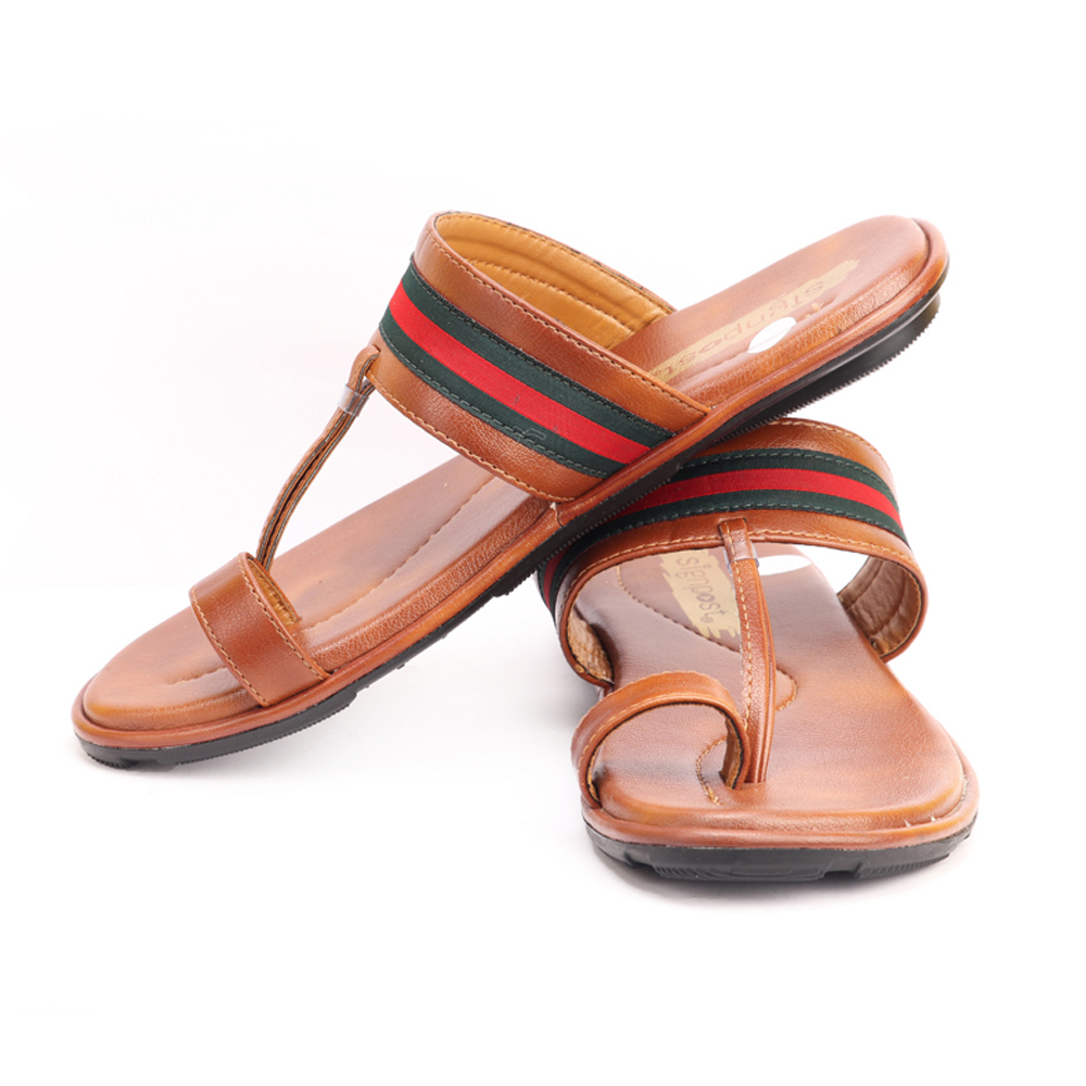 Men's Range Kolhapuri Slippers - Pvc Upper Tpr Outsole Sizes 7-10 Tan Color | Soft Flexible Anti-skid Water Resistant Impact Absorption Stylish Design