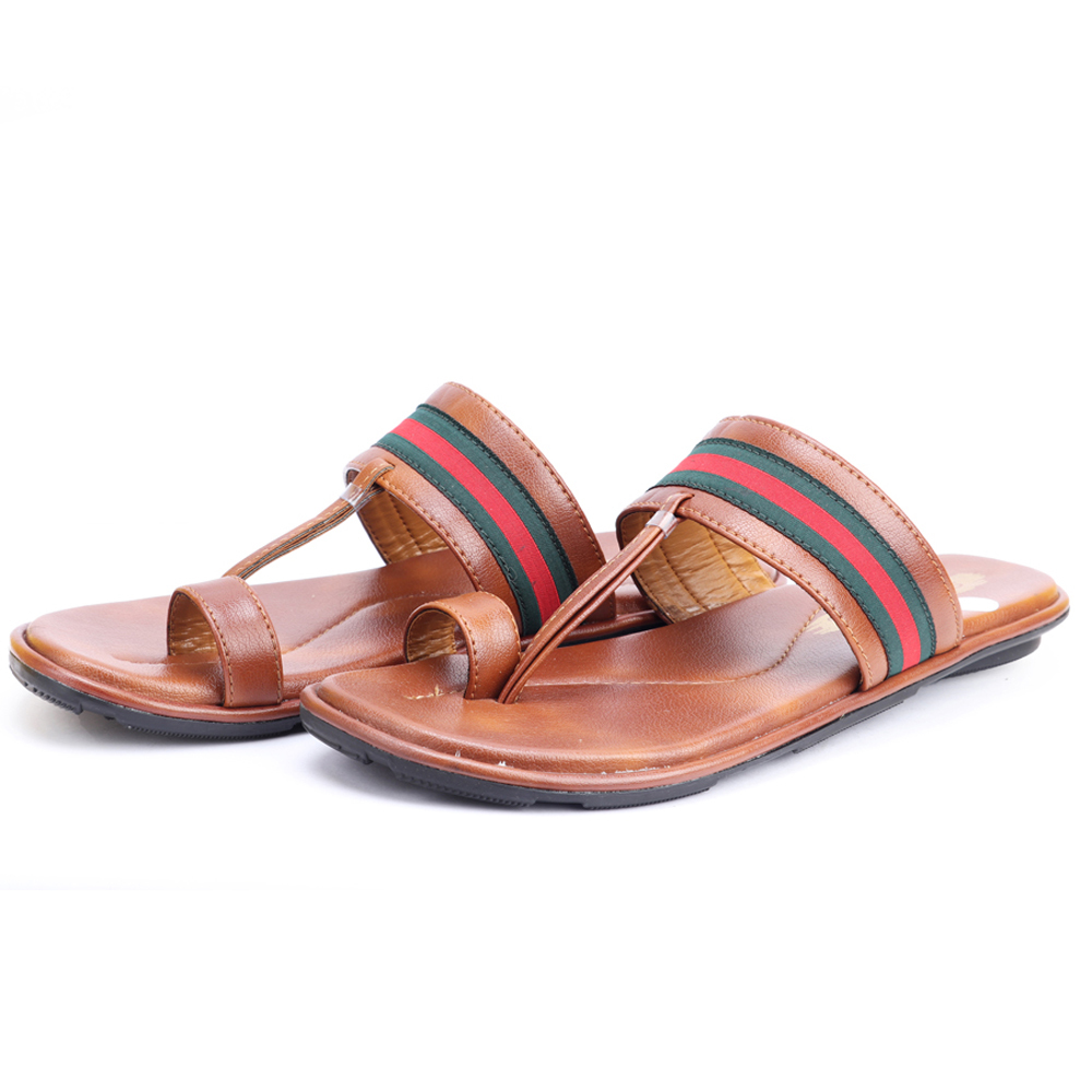 Men's Range Kolhapuri Slippers - Pvc Upper Tpr Outsole Sizes 7-10 Tan Color | Soft Flexible Anti-skid Water Resistant Impact Absorption Stylish Design