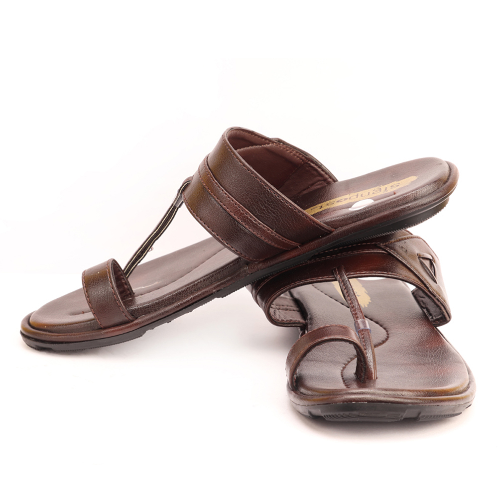 Men's Size 8 To 11 Kolhapuri Slippers - Pvc Upper, Pu Sole, Brown Color | Soft, Flexible, Anti-skid, Impact Absorption, Comfortable, Stylish