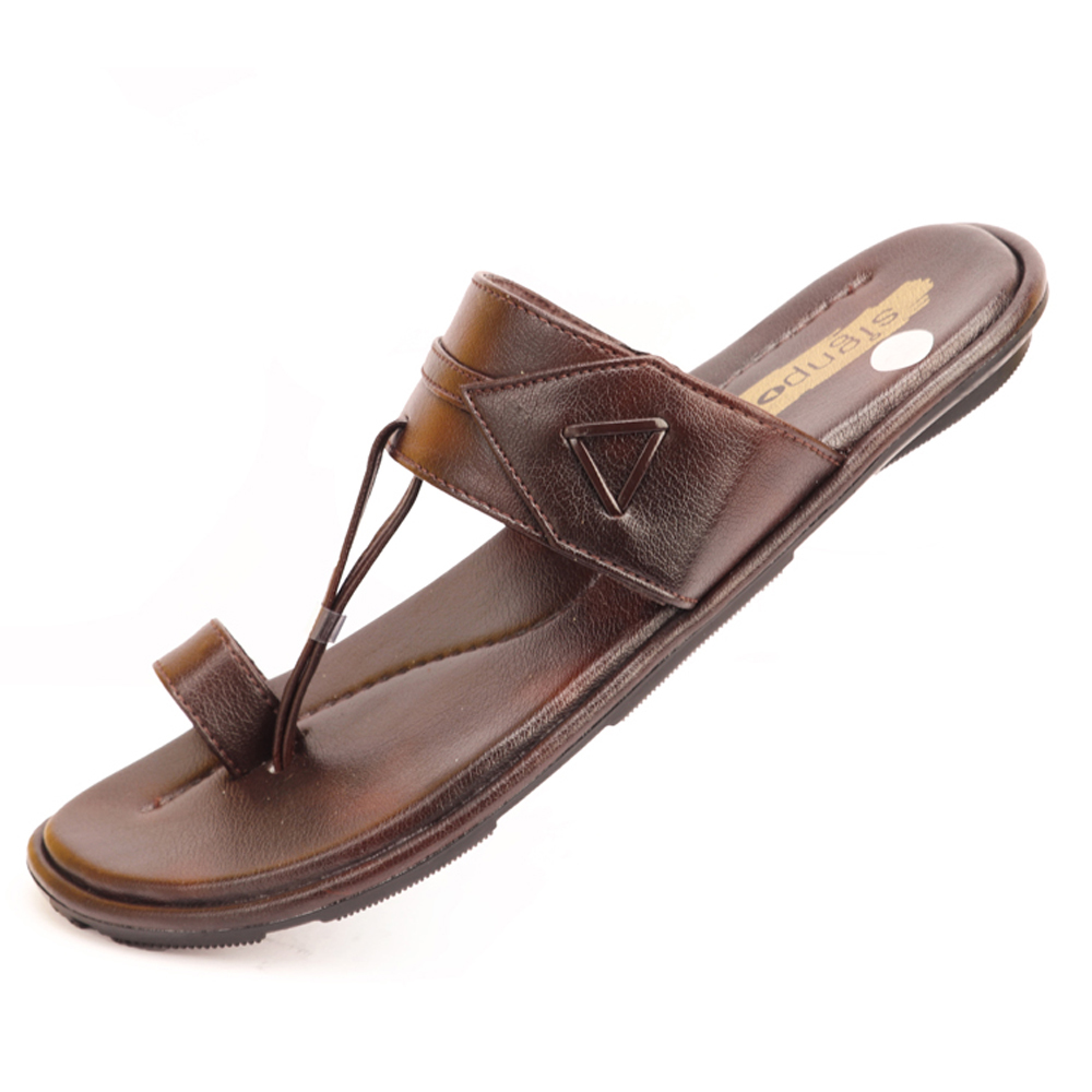 Men's Size 8 To 11 Kolhapuri Slippers - Pvc Upper, Pu Sole, Brown Color | Soft, Flexible, Anti-skid, Impact Absorption, Comfortable, Stylish