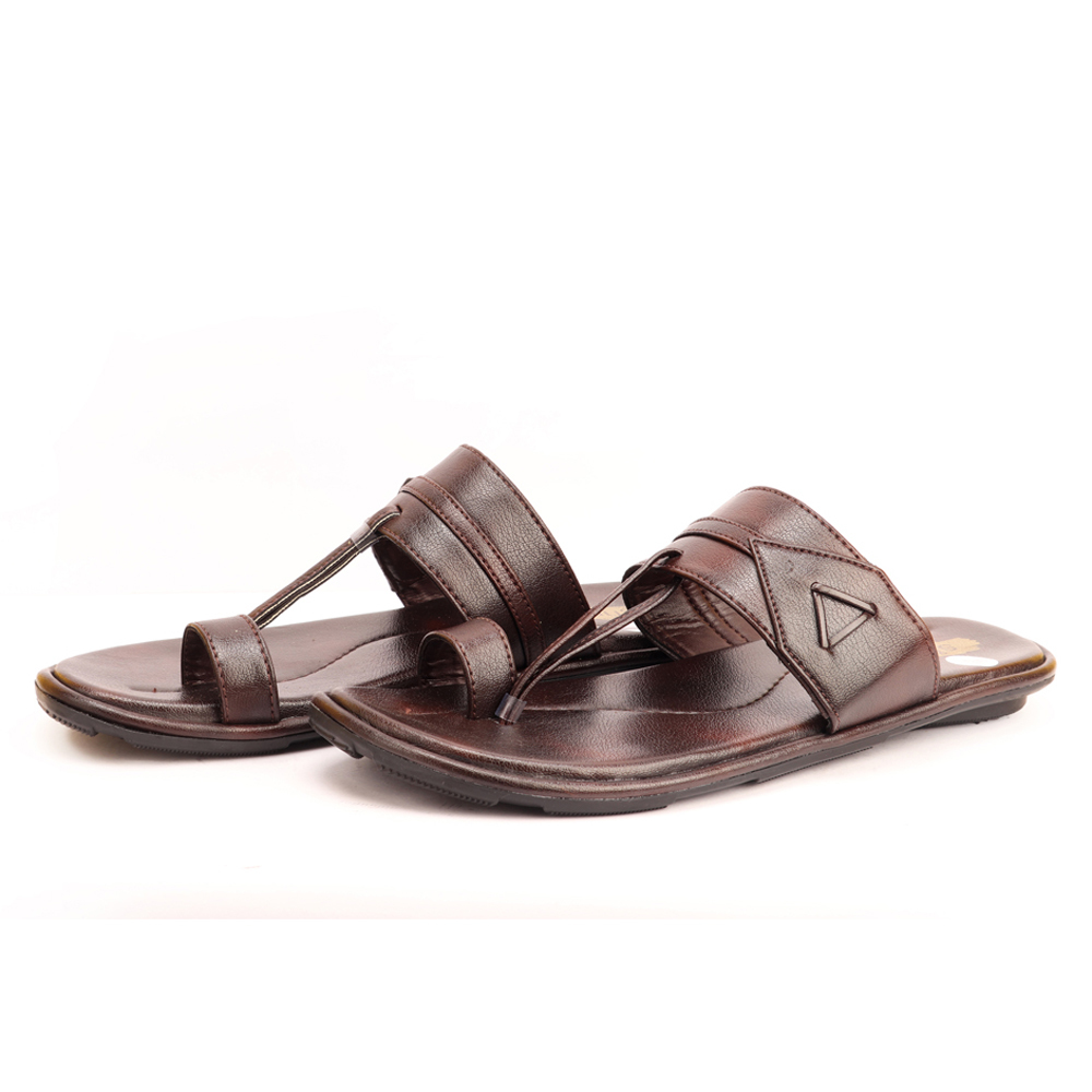 Men's Size 8 To 11 Kolhapuri Slippers - Pvc Upper, Pu Sole, Brown Color | Soft, Flexible, Anti-skid, Impact Absorption, Comfortable, Stylish