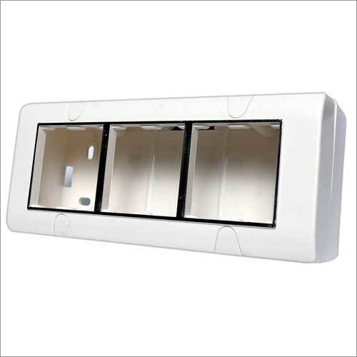 6 Modular Gang Box - PVC Material, 6M Size, White Color, 18x6.5cm Dimension | Application in Electrical Industries, Rated Voltage 220V, 1 Year Warranty