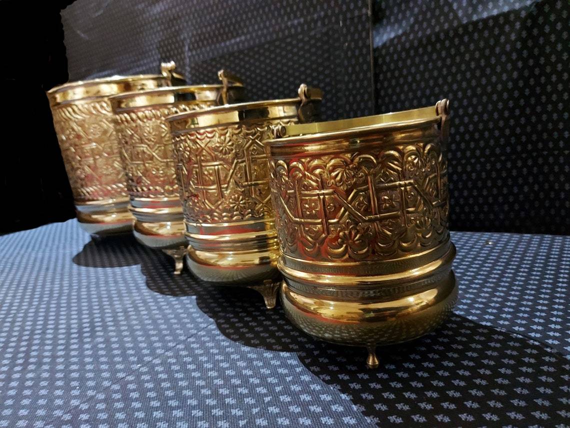 Brass Table Engraved Planter