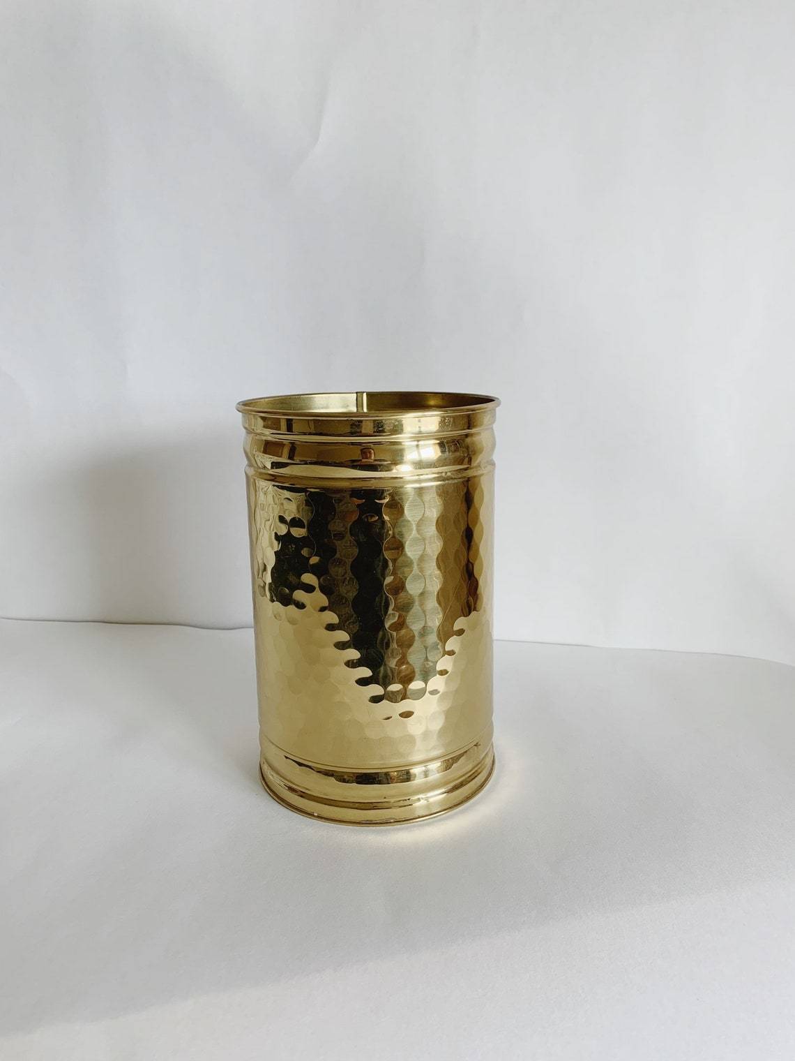 Brass Engraved Vintage Planter With Handle