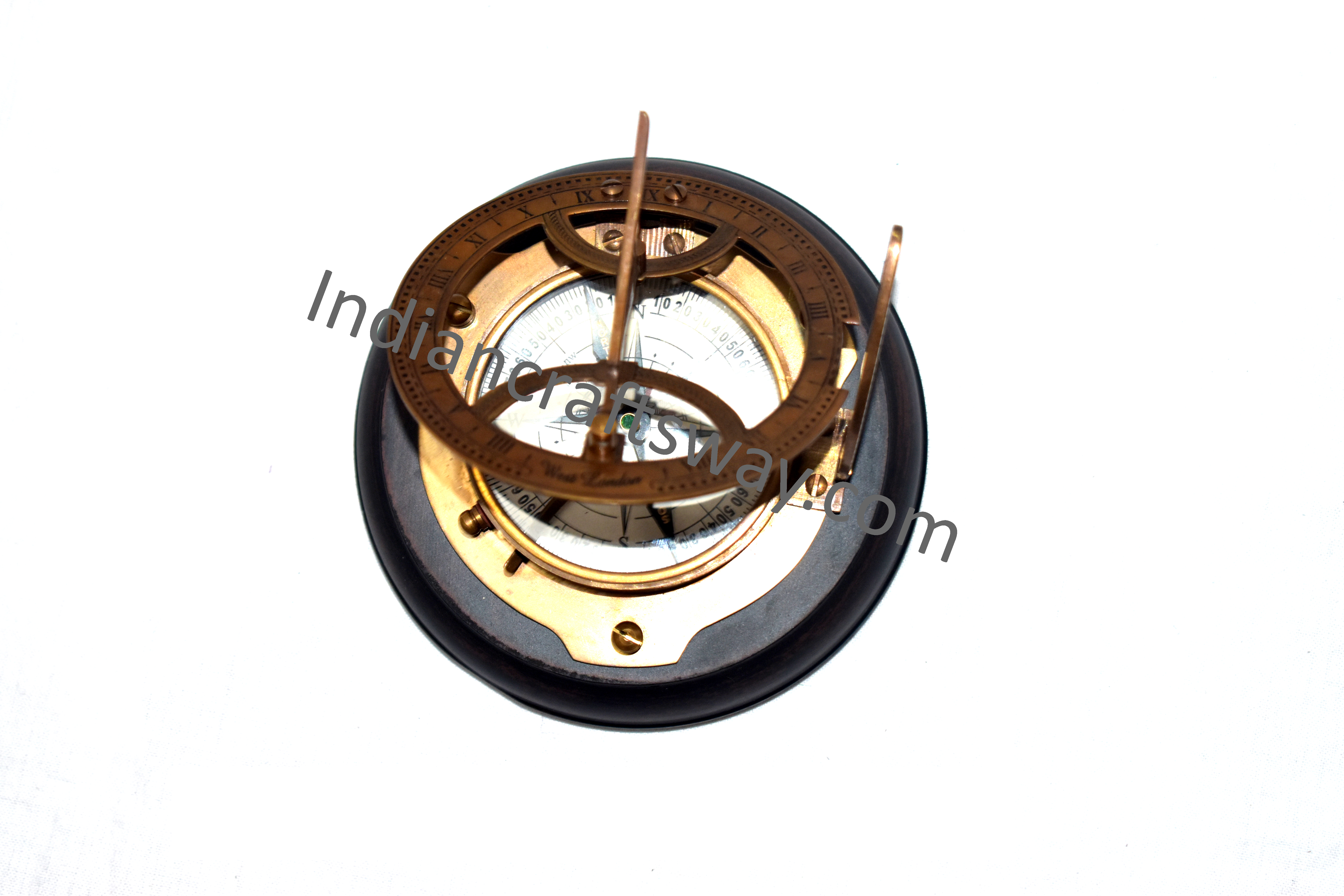 Antique Brass Sundial Compass - Color: Brown