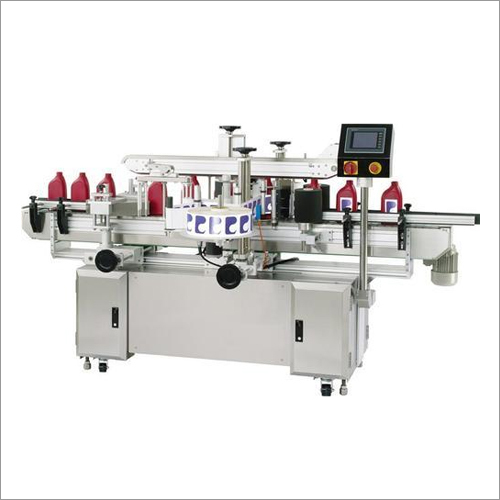 Silver Automatic Double Side Bottle Sticker Labelling Machine