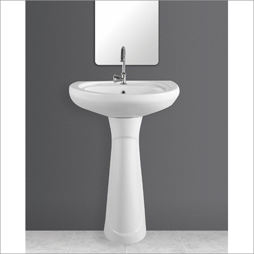 Pedestal Wash Basin - Ceramic, L 380 H 795 W 630 , Easy Wall Hung Design for Contemporary Bathrooms