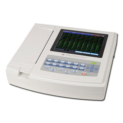 12 CHANNEL ECG MACHINE - Compact Design, 12-Lead Acquisition, Built-In Memory for 800 ECG Events | Automatic/Manual Modes, High-Resolution Printing, Defibrillation Protected